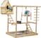 Natural wood bird perch stand with Bird nest, Climbing ladders, Swinging perch, Colorful toys, feeding bowls, and Removable tray, Bird training and play station for pet birds 63 cm (Beige)