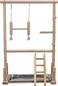 Interactive bird playstand with Swinging perch, Climbing ladder, Removable tray, and Non-slip bottom, Multi-functional bird toy, Ideal for Budgies, Cockatiels, and Parakeets, 57 cm (Beige)