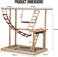 Interactive natural wood bird playstand with Swinging perch, Feeding cups, Climbing ladders, Removable tray, and Non-slip bottom, Encrichment activity center for mental stimulation, 54 cm (Beige)