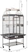 Large bird cage with Play-top area, Wooden Perches, Feeding Cups, Removable tray, Storage Shelf and Universal Wheels, Wrought iron bird cage for Large-sized birds, Easy assembly, 222 cm (Black)