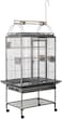 Large bird cage with Play-top area, Wooden Perches, Feeding Cups, Removable tray, Storage Shelf and Universal Wheels, Wrought iron bird cage for Large-sized birds, Easy assembly, 222 cm (Black)