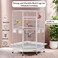 Extra large corner bird cage with Wooden perches, Stainless steel food bowls, Slide-out tray, and Universal wheels, Heavy-duty metal bird cage for Parrots, Parakeets, and Macaws, 184 cm (Grey)