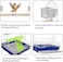 Bird playstand with Wooden perch, Plastic feeding cups, Climbing ladder, and Removable tray, Metal bird Playground for small birds, Ideal for Indoor/Outdoor use, Easy to assemble, 46 cm (Blue)