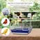 Bird playstand with Wooden perch, Plastic feeding cups, Climbing ladder, and Removable tray, Metal bird Playground for small birds, Ideal for Indoor/Outdoor use, Easy to assemble, 46 cm (Blue)