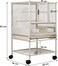 Bird cage for Budgies, Canaries, and Lovebirds, Small bird cage with Transparent design, Feeding cups, Wooden perches, Removable tray, Storage shelf, and Universal wheels, 84 cm (White)