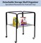 Rolling Bird cage with Open top design, Detachable stand, Feeding bowls, Slide-out tray, Storage shelf, and Universal wheels, Sturdy metal bird cage for Lovebirds and Budgies, 136 cm (Black)