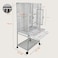 Bird cage for small to medium birds, Wrought iron bird flight cage with Wooden perches, Feeding bowls, Removable tray, Storage shelf, and Universal wheels, 136 cm (White)