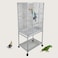 Bird cage for small to medium birds, Wrought iron bird flight cage with Wooden perches, Feeding bowls, Removable tray, Storage shelf, and Universal wheels, 136 cm (White)