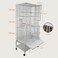 Bird cage with Detachable rolling stand, Wooden perches, Feeding cups, Climbing ladder, Storage shelf, and Universal wheels, Sturdy metal bird cage for small to medium birds, 170 cm (White)