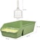Cat litter box with Splash-proof design, Built-in litter scoop, Durable PP material, and Low entrance, Semi-enclosed cat litter box for Indoor cats and kittens, Pet waste management, 49 cm (Green)