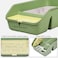 Cat litter box with Splash-proof design, Built-in litter scoop, Durable PP material, and Low entrance, Semi-enclosed cat litter box for Indoor cats and kittens, Pet waste management, 49 cm (Green)