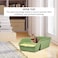 Cat litter box with Splash-proof design, Built-in litter scoop, Durable PP material, and Low entrance, Semi-enclosed cat litter box for Indoor cats and kittens, Pet waste management, 49 cm (Green)