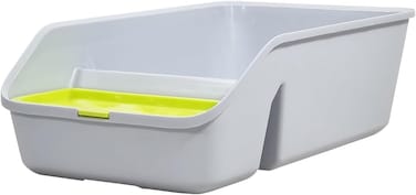 Cat litter box with Splash-proof design, Built-in litter scoop, Durable PP material, and Low entrance, Semi-enclosed cat litter box for Indoor cats and kittens, Pet waste management, 49 cm (Grey)
