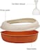 Semi-enclosed cat litter box with Durable PP material, Splash proof design, and Litter scoop, Detachable &amp; Spacious for cats to turn around comfortably, Easy to clean, 38 cm (Brown)