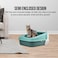 Large cat litter box with Durable plastic material, Leak-proof design, Sand filter holes, and Litter scoop, Semi-enclosed cat litter box for indoor cats &amp; kittens, Easy to clean, 58 cm (Green)