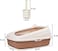 Large cat litter box with Durable plastic material, Leak-proof design, Sand filter holes, and Litter scoop, Semi-enclosed cat litter box for indoor cats &amp; kittens, Easy to clean, 58 cm (Chocolate)