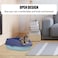 Semi-enclosed cat litter box with Leak-proof design, Litter scoop, and Detachable design, Durable plastic pet toilet for small to medium-sized cats, Easy to clean, 46 cm (Blue)