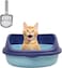 Semi-enclosed cat litter box with Leak-proof design, Litter scoop, and Detachable design, Durable plastic pet toilet for small to medium-sized cats, Easy to clean, 46 cm (Blue)