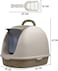 Portable fully enclosed cat litter box with Flip cover entrance, Litter scoop, and Detachable design, Durable plastic construction for Indoor/Outdoor use, Easy to clean, 38 cm (Grey)