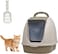 Portable fully enclosed cat litter box with Flip cover entrance, Litter scoop, and Detachable design, Durable plastic construction for Indoor/Outdoor use, Easy to clean, 38 cm (Grey)