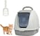 Portable fully enclosed cat litter box with Flip cover entrance, Litter scoop, and Detachable design, Durable plastic construction for Indoor/Outdoor use, Easy to clean, 38 cm (Green)