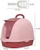 Portable fully enclosed cat litter box with Flip cover entrance, Litter scoop, and Detachable design, Durable plastic construction for Indoor/Outdoor use, Easy to clean, 38 cm (Pink)