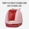 Portable fully enclosed cat litter box with Flip cover entrance, Litter scoop, and Detachable design, Durable plastic construction for Indoor/Outdoor use, Easy to clean, 38 cm (Pink)