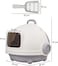 Fully enclosed cat litter box for Indoor/Outdoor use, Modern cat litter box with Portable handle, Transparent door, Litter scoop, and Non-slip design, Easy to clean, 56 cm (Grey)