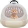 Portable plastic cat carrier, Hard-sided pet travel bag with Durable PP material, Transparent design, Ventilation holes, and Snap closure, Ideal for On-the-go with cats and small pets, 42 cm (Beige)