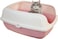 Open cat litter box for medium to large cats, High wall cat litter box with Detachable design, Raised edges, and Litter scoop, Suitable for indoor/outdoor use, Easy to clean, 54 cm (Pink)