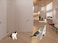 Triangle-shaped Cat scratcher cardboard with Catnip and Teasing ball, Reversible cat scratching pad for cats &amp; kittens, All-season indoor/outdoor cat toy for Climbing, Scratching &amp; Play, 54 cm (White)
