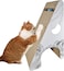 Triangle-shaped Cat scratcher cardboard with Catnip and Teasing ball, Reversible cat scratching pad for cats &amp; kittens, All-season indoor/outdoor cat toy for Climbing, Scratching &amp; Play, 54 cm (White)