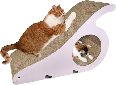 Cat scratching cardboard for Indoor cats &amp; kittens, Durable triangular cat scratcher with Catnip, Cat tunnel, and Corrugated cardboard, Suitable for Interactive cats, Pink (54 cm)
