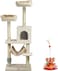 Multi-level cat tree tower for Indoor cats, Cat climbing frame with Cat turntable toy, Soft perches, Cozy cat condo, Scratching post, Spacious hammock, and self-grooming brush 145 cm (Beige)