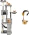 Multi-level cat tree with Cat toy mouse, Double perches, Scratching post, Cozy hammocks, Cozy cat condo, and Climbing ladder, Durable climbing tower for indoor cats, Easy to assemble, 182 cm (Grey)