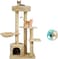 Cat tree tower activity center with Squeaking cat toys, Padded perch, Sisal scratching post, Cozy hammock, and Spacious cat condo, Multi-level cat tree for indoor cats, 108 cm (Beige)