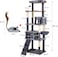 Multi-level cat tree tower with Padded perch, Cat mouse toy, Sisal scratching post, Cozy hammock, Double cat condos, and Climbing ladder, Ideal for playing &amp; Resting, Easy assembly 182 cm (dark grey)