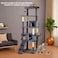 Multi-level cat tree tower with Padded perch, Cat mouse toy, Sisal scratching post, Cozy hammock, Double cat condos, and Climbing ladder, Ideal for playing &amp; Resting, Easy assembly 182 cm (dark grey)