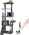 Multi-level cat tree tower with Padded perch, Cat mouse toy, Sisal scratching post, Cozy hammock, Double cat condos, and Climbing ladder, Ideal for playing &amp; Resting, Easy assembly 182 cm (dark grey)