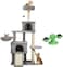 Multi-level cat tree tower for indoor cats, Sturdy climbing structure with Plush perch, Dangling ball, Cozy hammock, Double cat condos, and Sisal scratching board, Easy to assemble, 145 cm (Grey)