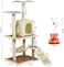 Multi-level cat tree tower with Cat turntable toy, Double perches, Sisal scratching post, Cozy cat condo, Soft hammock, and Climbing ladder, Cat tree activity center for indoor cats, 124 cm (Beige)