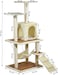 Multi-level cat tree tower with Double perches, Sisal scratching post, Cozy cat condo, Soft hammock, and Climbing ladder, Cat tree activity center for indoor cats, 124 cm (Beige)