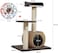 Modern cat tree tower for Indoor cats &amp; kittens, Cat tree activity center with Interactive cat toy, Double perches, Scratching post, and Durable Rattan cat condo, Easy assembly, 86cm (Chocolate)
