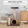 Modern cat tree tower for Indoor cats &amp; kittens, Cat tree activity center with Interactive cat toy, Double perches, Scratching post, and Durable Rattan cat condo, Easy assembly, 86cm (Chocolate)