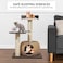 Modern cat tree tower for Indoor cats &amp; kittens, Cat tree activity center with Interactive cat toy, Double perches, Scratching post, and Durable Rattan cat condo, Easy assembly, 86cm (Chocolate)