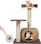 Modern cat tree tower for Indoor cats &amp; kittens, Cat tree activity center with Interactive cat toy, Double perches, Scratching post, and Durable Rattan cat condo, Easy assembly, 86cm (Chocolate)