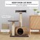 Modern cat tree tower for Indoor cats &amp; kittens, Cat tree activity center with Double perches, Scratching post, and Durable Rattan cat condo, Easy to assemble, 86cm (Chocolate)