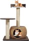 Modern cat tree tower for Indoor cats &amp; kittens, Cat tree activity center with Double perches, Scratching post, and Durable Rattan cat condo, Easy to assemble, 86cm (Chocolate)