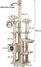 Tall cat tree climbing frame for Indoor cats, Floor-to-Ceiling cat tree tower with Adjustable Height, Scratching post, Curved perch, Cozy hammock, Tunnel, and Spacious cat condo, 250 cm (Beige)