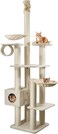 Tall cat tree climbing frame for Indoor cats, Floor-to-Ceiling cat tree tower with Adjustable Height, Scratching post, Curved perch, Cozy hammock, Tunnel, and Spacious cat condo, 250 cm (Beige)